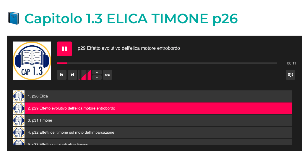 Playlist del capitolo 1.3 con la traccia sull’effetto evolutivo dell’elica